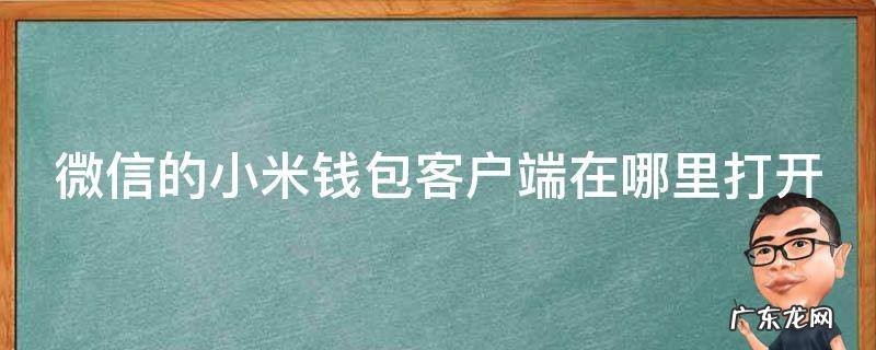 微信的小米钱包客户端在哪里打开 小米钱包微信支付方式