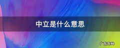中立是什么意思 保持中立是什么意思