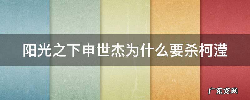 阳光之下申世杰爱上柯莹 阳光之下申世杰为什么要杀柯滢