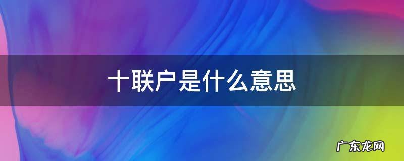 一中心一张网十联户是什么意思 十联户是什么意思