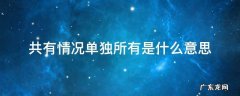 婚后房产证共有情况单独所有是什么意思 共有情况单独所有是什么意思