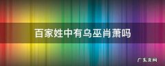 百家姓中没有下面哪个姓乌巫肖潇 百家姓中有乌巫肖萧吗