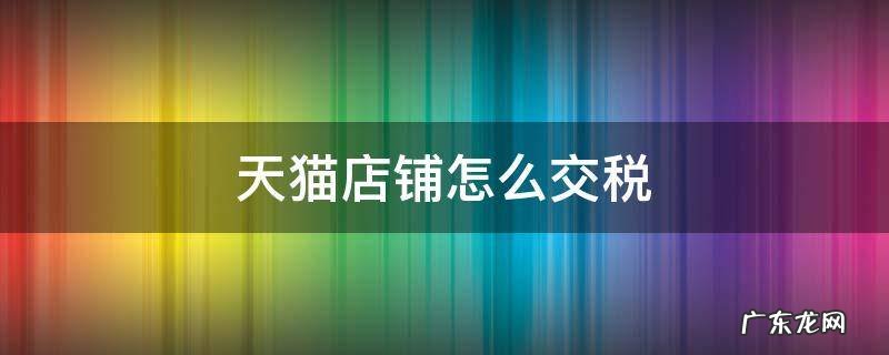 天猫店铺怎么交税 天猫店怎么收税
