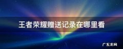 王者荣耀赠送记录在哪里看 王者荣耀哪里查看赠送记录