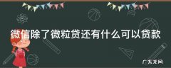 微信除了微粒贷还有什么可以贷款 微信除了微粒贷还有什么可以贷款的平台