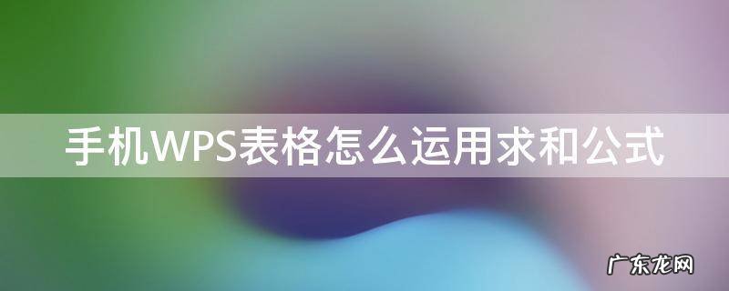 手机wpsexcel表格怎么求和 手机WPS表格怎么运用求和公式