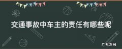 交通事故中车主的责任有哪些呢