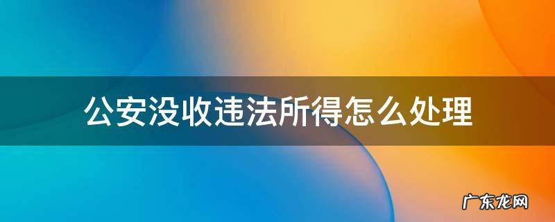 公安机关没收违法所得法律依据 公安没收违法所得怎么处理