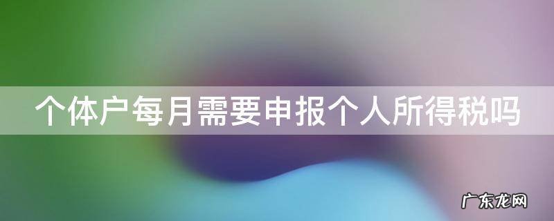 个体是否需要每月申报个人所得税 个体户每月需要申报个人所得税吗