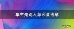 车主是别人怎么查违章 别人的车如何查违章