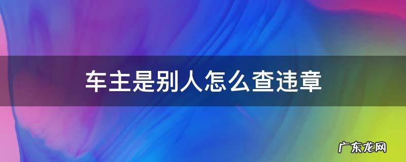 车主是别人怎么查违章 别人的车如何查违章