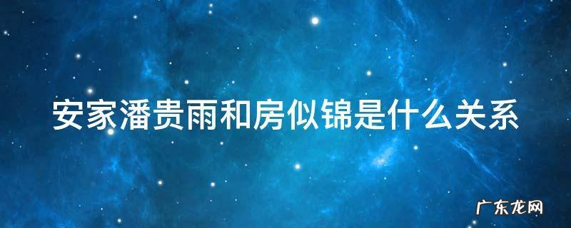 安家潘贵雨和房似锦是什么关系 安家电视剧潘贵雨扮演者