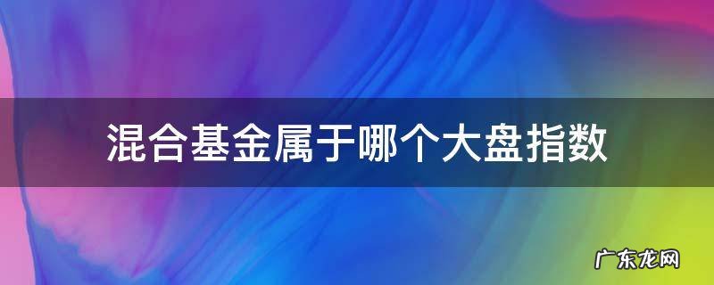 混合基金属于哪个大盘指数 混合型基金怎么看大盘