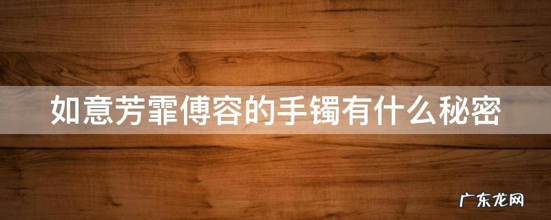 如意芳霏傅容的手镯有什么秘密 如意芳霏傅容的镯子