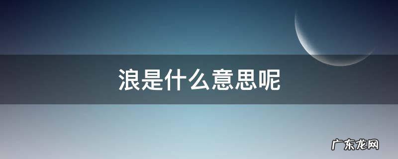 网络用语浪是什么意思呢 浪是什么意思呢