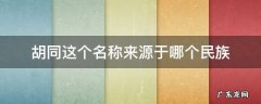 胡同这个名词来源于哪个民族 胡同这个名称来源于哪个民族