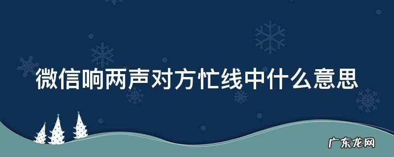 微信响二声对方忙线中 对方是在打电话还是打微信电话 微信响两声对方忙线中什么意思
