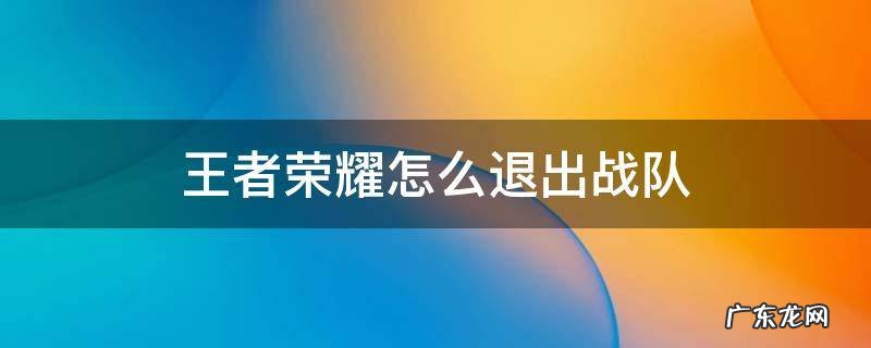王者荣耀怎么退出战队 安卓手机王者荣耀怎么退出战队
