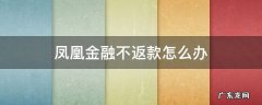 凤凰金融不返款怎么办 凤凰金融怎么能够退款