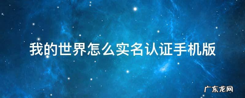 我的世界怎么实名认证手机版最新版 我的世界怎么实名认证手机版