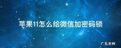 苹果11怎么给微信加密码锁 苹果11怎么给微信加密码锁让别人打不开