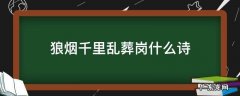 狼烟千里乱葬岗是什么诗 狼烟千里乱葬岗什么诗