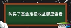 购买了基金定投收益哪里查看 定投的基金在哪里看