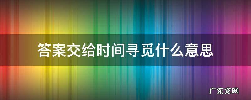 答案交给时间寻觅下一句 答案交给时间寻觅什么意思