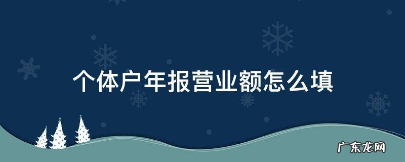 个体户年报营业额怎么填 个体户年报营业额怎么填没开发票