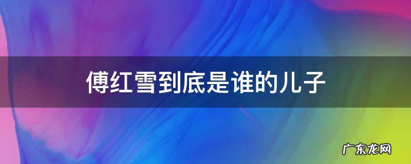 傅红雪的父亲到底是谁 傅红雪到底是谁的儿子