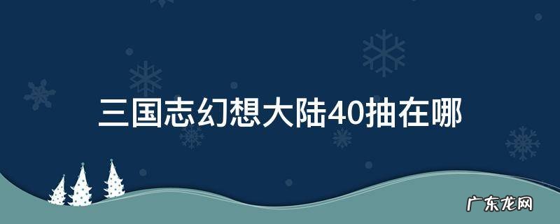 三国志幻想大陆40抽在哪领 三国志幻想大陆40抽在哪