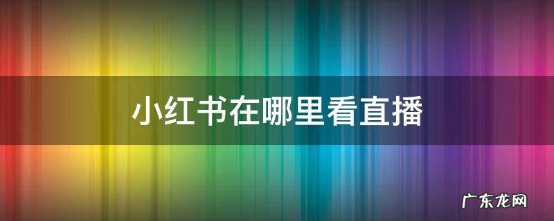 小红书在哪里看 小红书在哪里看直播