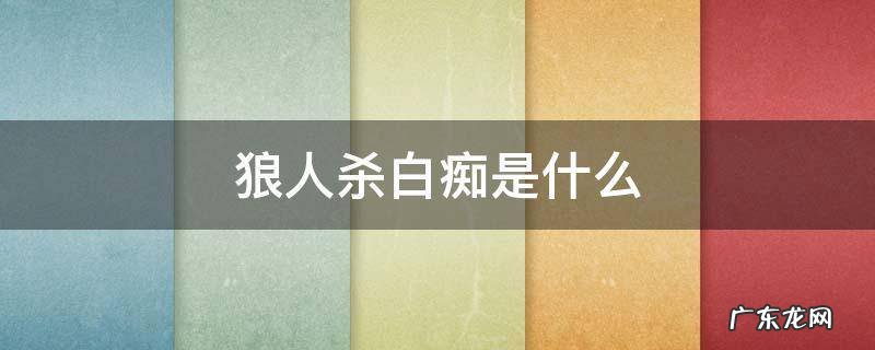 狼人杀白痴是什么