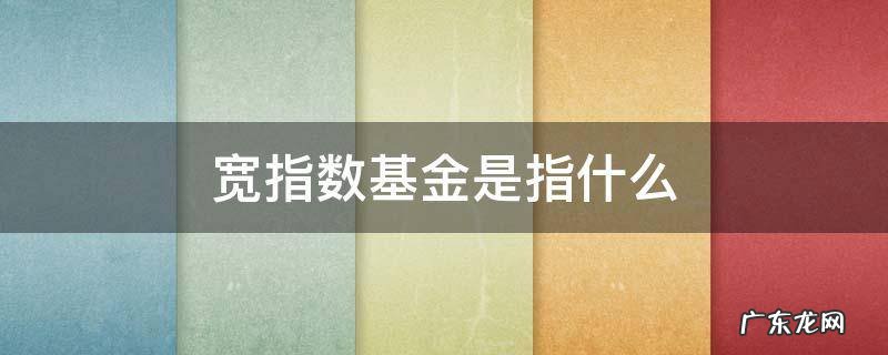 宽指数基金和指数区别 宽指数基金是指什么