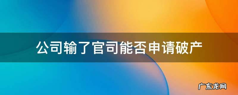 打官司赢了但对方申请破产 公司输了官司能否申请破产