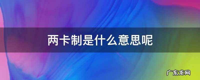 两卡制是什么意思呢 两卡制是哪两卡