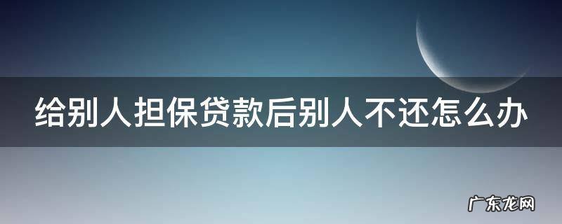 给别人担保贷款后别人不还怎么办 给别人担保贷款后别人不还怎么办理