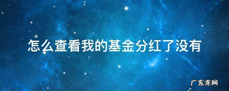 怎么查看我的基金分红了没有 如何看基金有没有分红