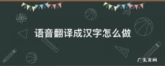 语音翻译成文字 语音翻译成汉字怎么做