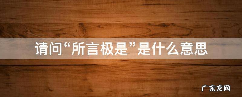 请问“所言极是”是什么意思 此言极是是什么意思