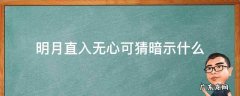 明月直入无心可猜 明月直入无心可猜暗示什么
