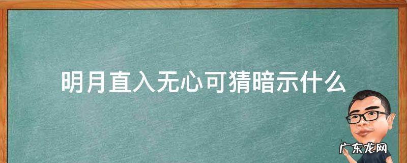 明月直入无心可猜 明月直入无心可猜暗示什么