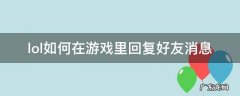 LOL怎么在游戏里回复好友消息 lol如何在游戏里回复好友消息