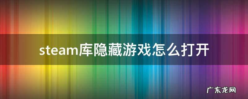 steam隐藏的游戏怎么再打开 steam库隐藏游戏怎么打开