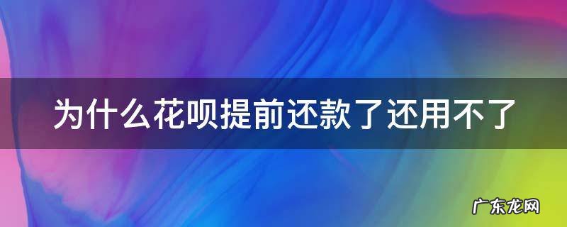 为什么花呗提前还款了还用不了 为什么花呗提前还款了还用不了了