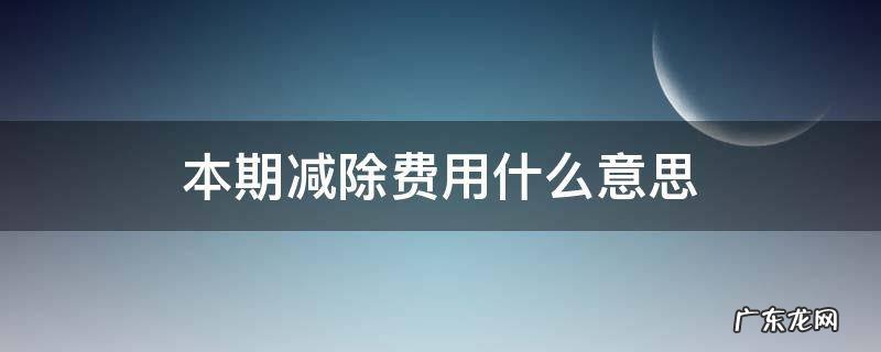 本期减除费用扣除是什么意思 本期减除费用什么意思