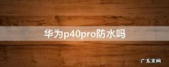 华为p40pro防水吗? 华为p40pro防水吗