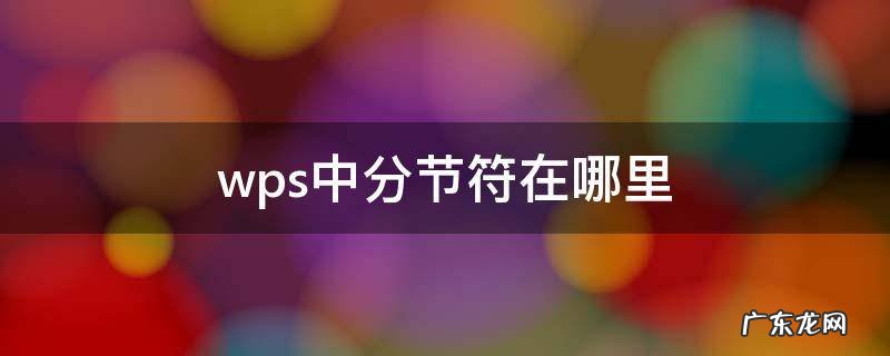 wps里分节符怎么显示 wps中分节符在哪里