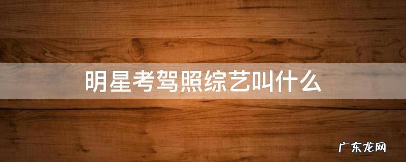 明星考驾照综艺叫什么 明星考驾照是什么综艺节目