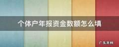 个体户年报资金数额怎么填 个体户年报资金数额怎么填合理